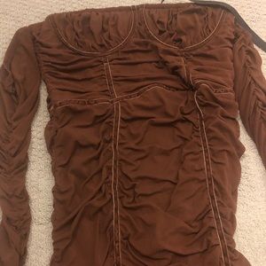 Mesh strapless midi dress